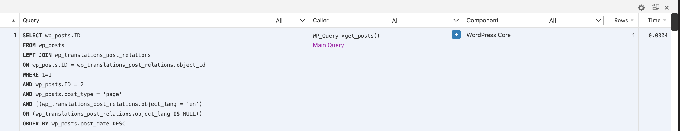 Query Monitor fast query execution